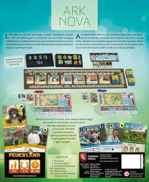 Ark Nova2 Ark Nova | Zoo Building & Conservation Engine-Building Strategy Board Game | 1–4 Players | Ages 14+ | 90–150 Min Playtime (Rent)