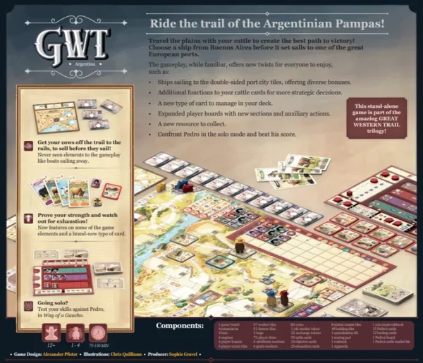 Great Western Trail: Argentina | Cattle Driving, Route Building & Economic Strategy Board Game | 1–4 Players | Ages 12+ | 75–150 Min Playtime