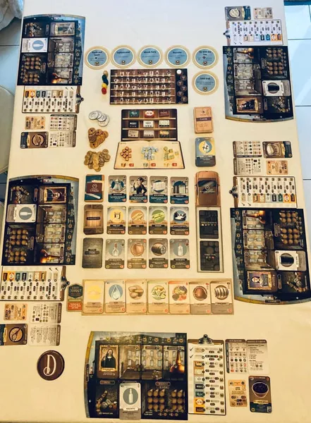 Distilled | Craft Spirits Production & Economic Management Strategy Board Game | 1–5 Players | Ages 14+ | 90–150 Min Playtime (Rent)