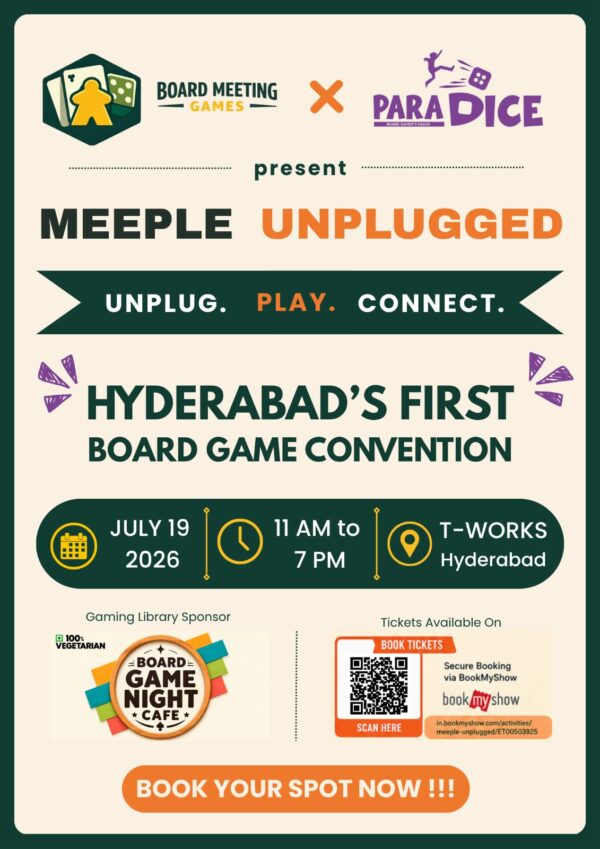 Poster Design 1 Meeple Unplugged - Board Game Convention - Entry Tickets