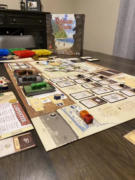 Robinson Crusoe: Adventures on the Cursed Island | Cooperative Survival & Exploration Strategy Board Game on a Deserted Island | 1–4 Players | Ages 14+ | 60–120 Min Playtime (Rent)