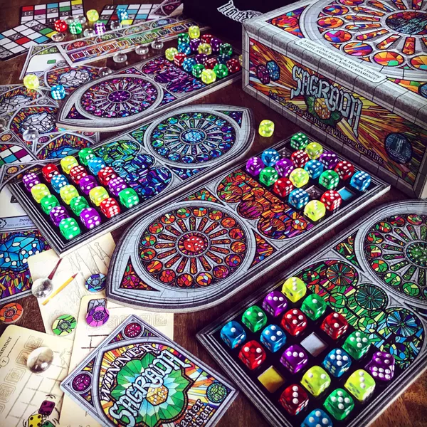 Sagrada | Dice Drafting & Stained Glass Pattern Building Strategy Board Game | 1–4 Players | Ages 14+ | 30–45 Min Playtime (Rent)