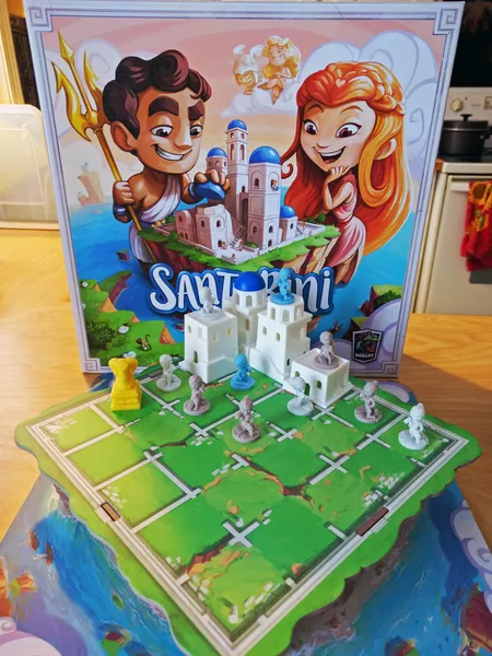 Santorini | Mythology-Themed Abstract Strategy Board Game with Simple Rules | 2–4 Players | Ages 8+ | 20 Min Playtime (Rent)