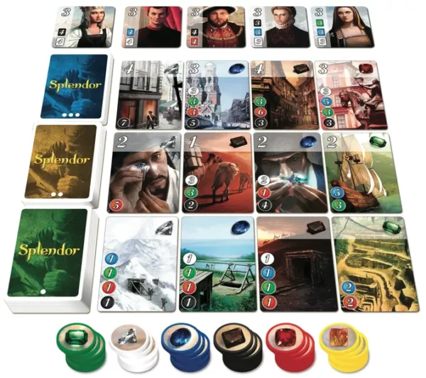Splendor | Gem Collection & Engine-Building Strategy Board Game | 2–4 Players | Ages 10+ | 30 Min Playtime (Rent)