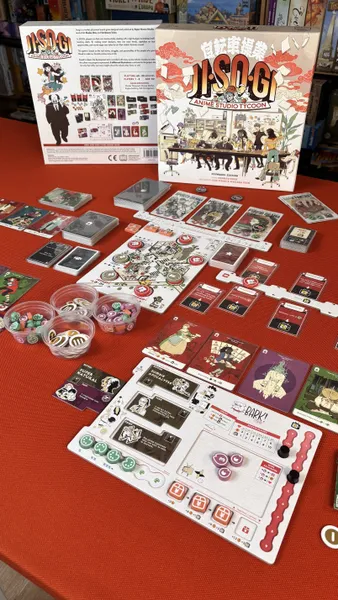 Jisogi Anime Studio Tycoon | Anime Themed Tactical Worker Placement & Set Collection Strategy Card Game | 1–4 Players | Ages 12+ | 90–120 Min Playtime (Rent)