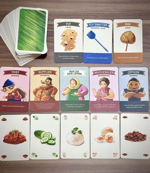 Nasi Lemak | Malaysian Food-Themed Set Collection Family Card Game | 2–5 Players | Ages 8+ | 20–30 Min Playtime (Rent)